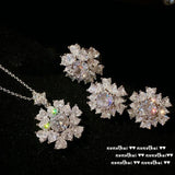 925 Silver Heart CZ Wedding Jewelry Set Ring Earrings Necklace
