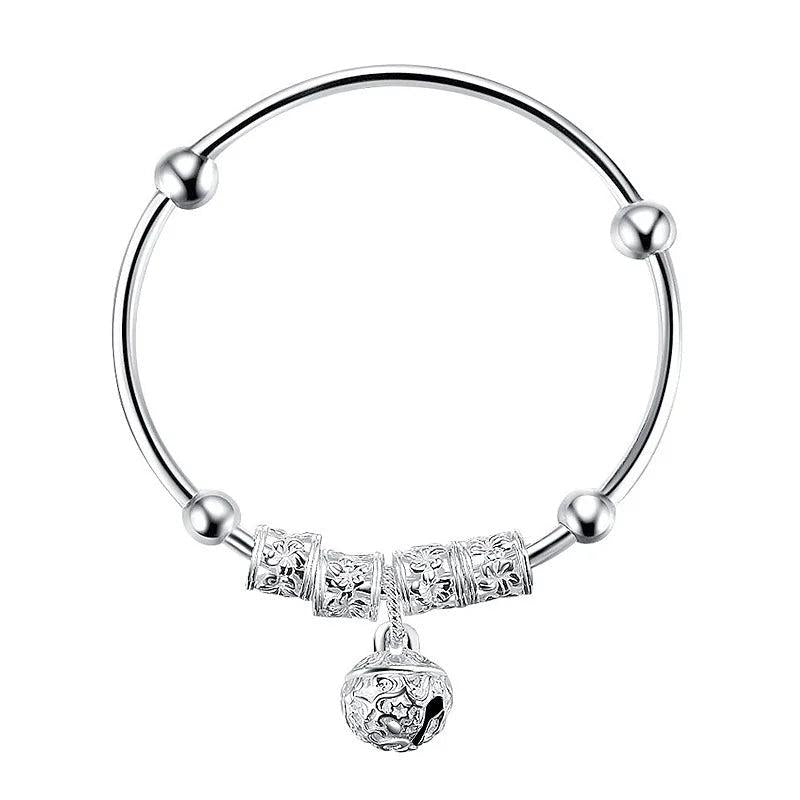 925 Silver Bells Bangles Adjustable Bracelets for Women