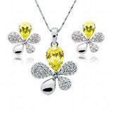 Five-Leaf Yellow Crystal Bridal Jewelry Set S087