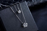 925 Silver Zircon Cube Necklace Earring Set for Women Wedding