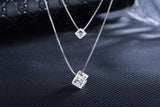 925 Silver Zircon Cube Necklace Earring Set for Women Wedding