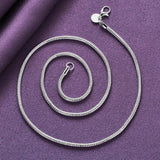 925 Silver 3mm Snake Chain Bracelet Necklace Set for Wedding Party