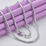 925 Silver 3mm Snake Chain Bracelet Necklace Set for Wedding Party