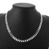 925 Stamp Silver 8MM Classic Sideways Chain Necklace for Wedding
