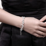 925 Silver Bracelet Necklace Set Fringe Beads Party