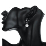 925 Sterling Silver Hollow Ball Pendant Necklace Earrings Set