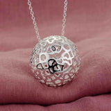 925 Sterling Silver Hollow Ball Pendant Necklace Earrings Set