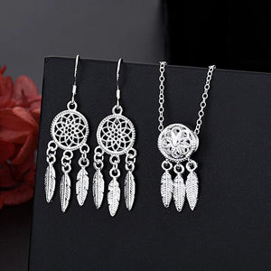 925 Silver Charm Jewelry Set for Women - Retro Wedding Gift