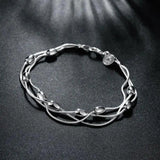 925 Sterling Silver Tassel Oval Beads Bracelet Necklace Set