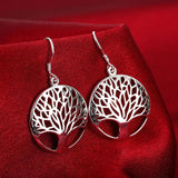 925 Sterling Silver Tree Pendant Necklace Earrings Set