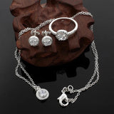 925 Silver Christmas Gift Women CZ Jewelry Set