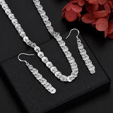 Sterling Silver Necklace & Earring Set for Women Party Wedding