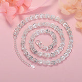 Sterling Silver Necklace & Earring Set for Women Party Wedding
