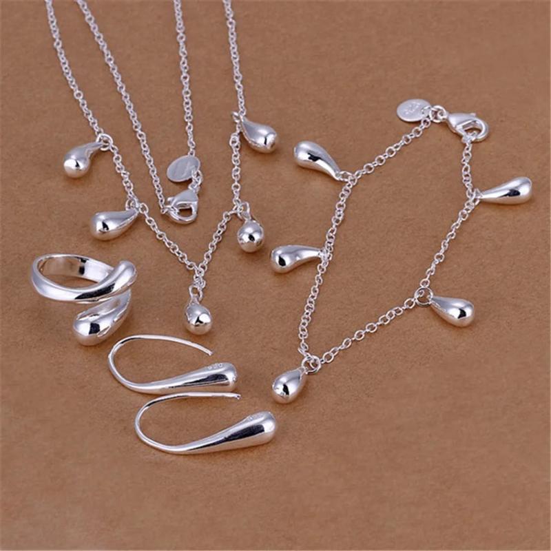 Water Drop Silver Jewelry Set for Women