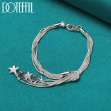 925 Silver Starfish Snake Chain Necklace Bracelet Set Wedding Jewelry