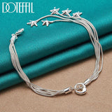 925 Silver Starfish Snake Chain Necklace Bracelet Set Wedding Jewelry