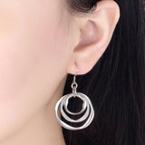 925 Silver Circle Pendant Necklace Earrings Set