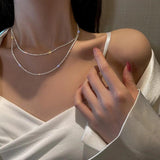 Sparkling Silver Clavicle Chain Necklace for Women