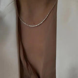 Sparkling Silver Clavicle Chain Necklace for Women