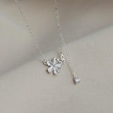 925 Silver Butterfly Tassel Necklace Zircon Pendant