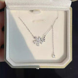 925 Silver Butterfly Tassel Necklace Zircon Pendant