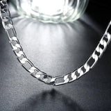 Hot Men 8MM Flat Geometry Chain 925 Sterling Silver Necklace for Woman