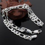 Hot Men 8MM Flat Geometry Chain 925 Sterling Silver Necklace for Woman