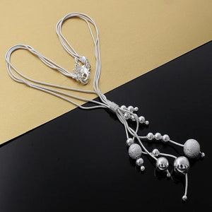 925 Silver Tassel Snake Beads Necklace Party Wedding