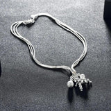 925 Silver Tassel Snake Beads Necklace Party Wedding