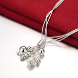 925 Silver Tassel Snake Beads Necklace Party Wedding