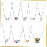 925 Silver Necklace Women Round Pave CZ Pendant Sparkling Anniversary Jewelry