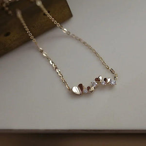 925 Silver Diamond Zircon Heart Necklace Short Collar Chain Sweet Jewelry