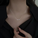 925 Silver Diamond Zircon Heart Necklace Short Collar Chain Sweet Jewelry