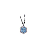 925 Silver Necklace with Aquamarine & Diamond Pendant