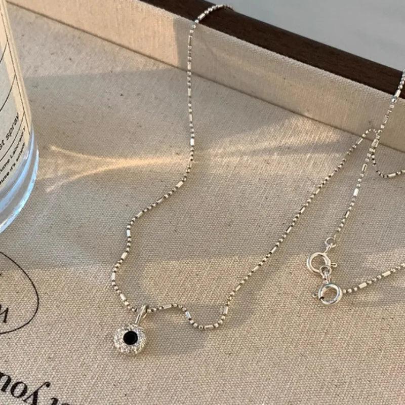 925 Sterling Silver Necklace Zircon Texture Retro Jewelry Gift