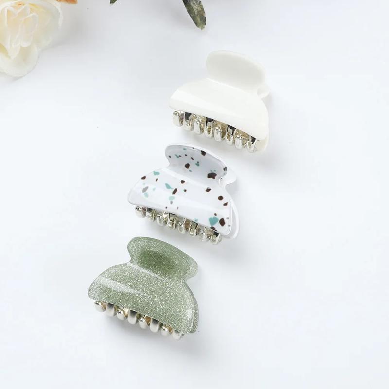 3PCS/Set Acrylic Print Hair Claws Crab Clips Women Leopard Solid Hairpins
