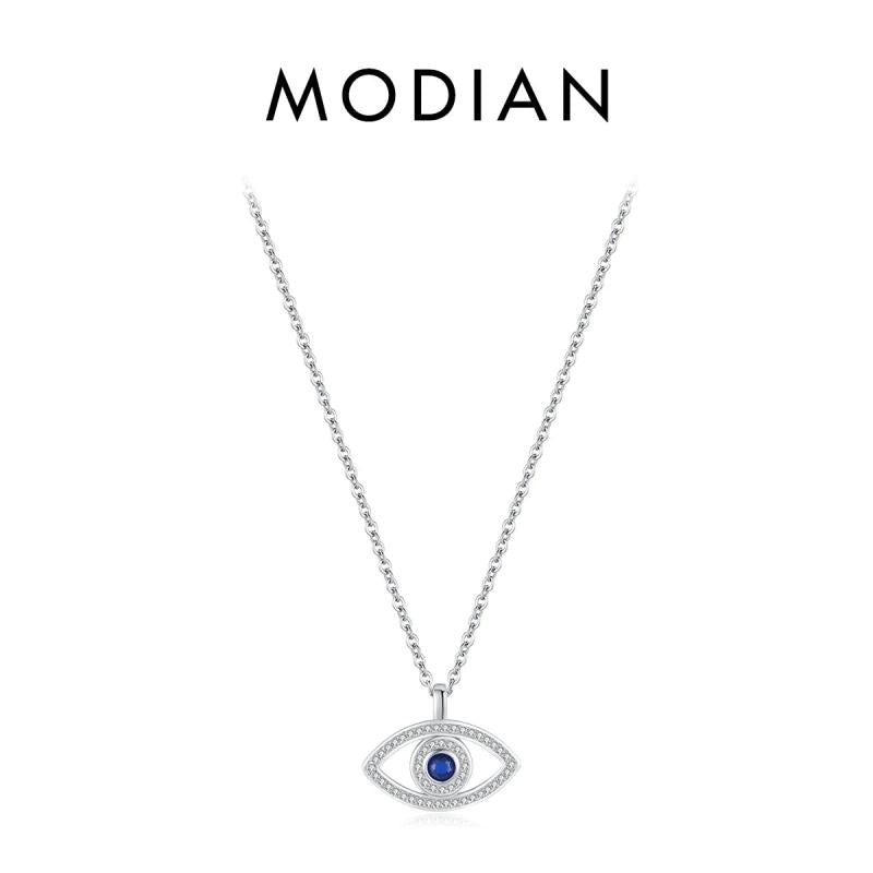925 Silver Zirconia Eye Pendant Necklace Platinum Plated Jewelry