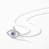 925 Silver Zirconia Eye Pendant Necklace Platinum Plated Jewelry