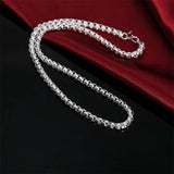 925 Stamp Silver Box Chain Necklace 5MM - 18-24 Inches