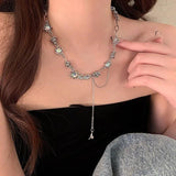 Sterling Silver Moon Stone Cross Star Pendant Necklace