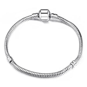 Silver Snake Chain Fine PAND0RA Bracelet 925 Fit European Charm Bracelet