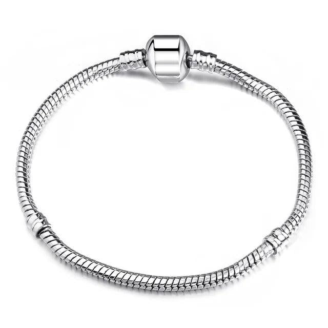 Silver Snake Chain Fine PAND0RA Bracelet 925 Fit European Charm Bracelet
