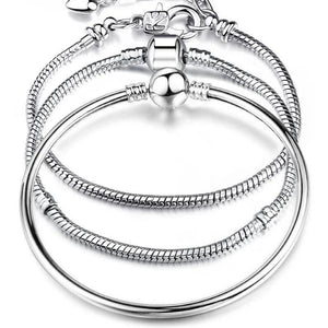Silver Snake Chain Fine PAND0RA Bracelet 925 Fit European Charm Bracelet