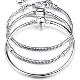 Silver Snake Chain Fine PAND0RA Bracelet 925 Fit European Charm Bracelet