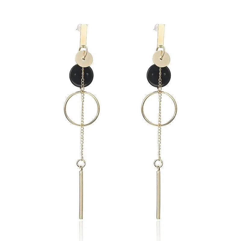 Korea Dongdaemun Earrings Wafer Pearl Stick Asymmetric Tassel Earrings