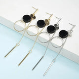 Korea Dongdaemun Earrings Wafer Pearl Stick Asymmetric Tassel Earrings