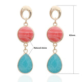 Natural Stone Dangle Earrings Summer Crystal Boho Jewelry Gift