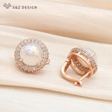 S&Z Pearl Drop Earrings Wedding CZ Jewelry