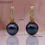 Rose Shell Pearls Zircon Dangle Earrings 585 Wedding Jewelry