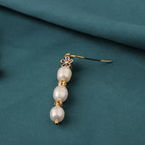 Vintage Summer Flower Freshwater Pearl Drop Earrings